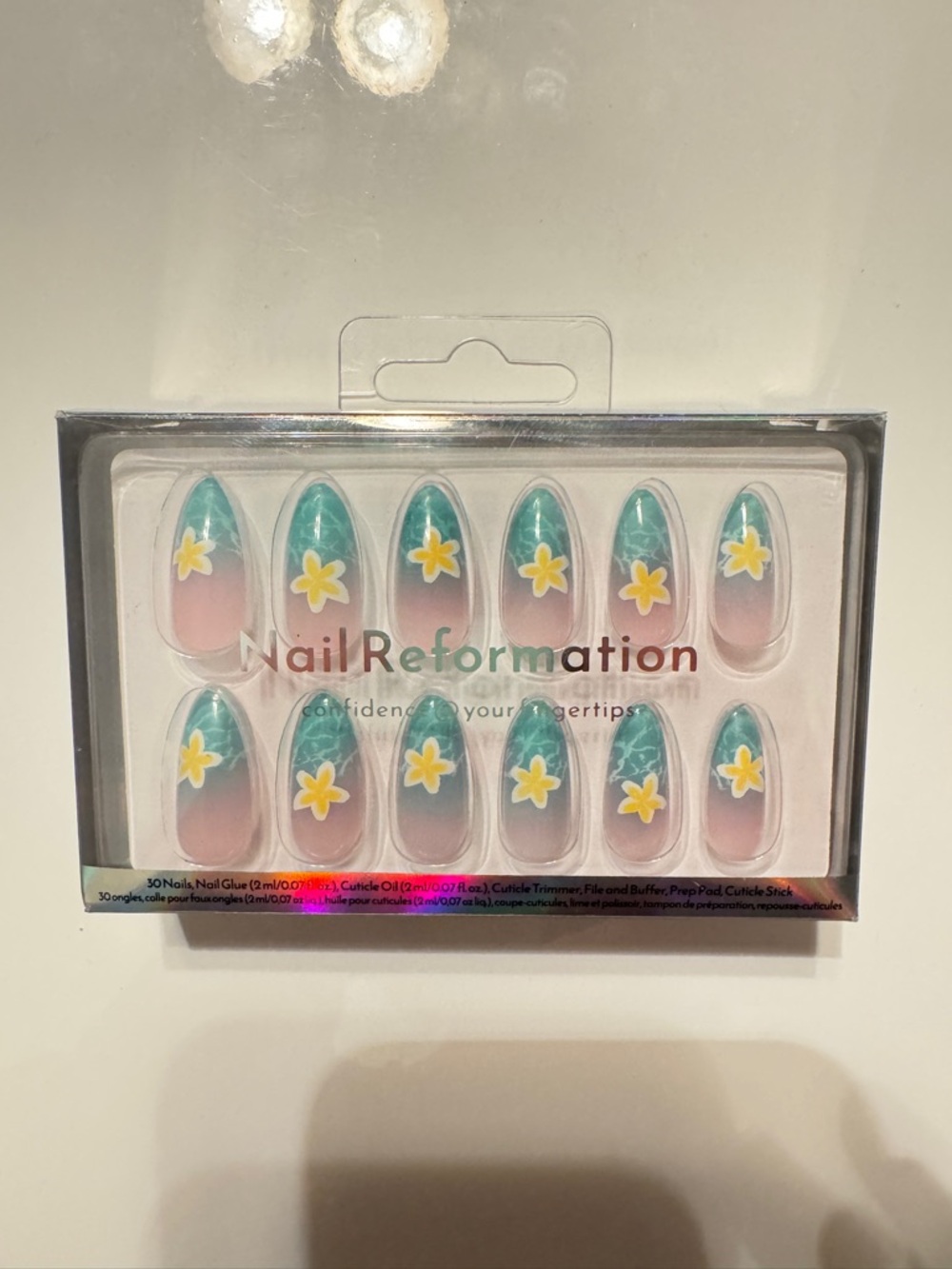 Nail Reformation Malibu Teal Floral Press-On Nails — DISCONTINUED SET + RARE